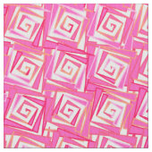 Mid-Century Modern Square Spirals, Coral Pink Stof (Close Up)