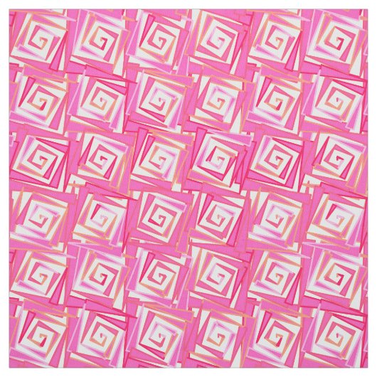 Mid-Century Modern Square Spirals, Coral Pink Stof (Swatch)