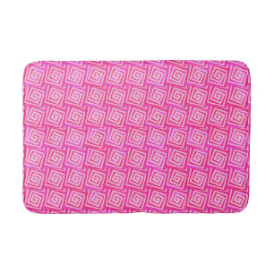 Mid-Century Modern Square Spirals, Fuchsia Pink Badmat