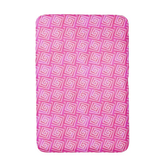 Mid-Century Modern Square Spirals, Fuchsia Pink Badmat (Voorkant Verticaal)