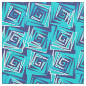 Mid-Century Modern Square Spirals, Navy en Aqua Stof (Close Up)