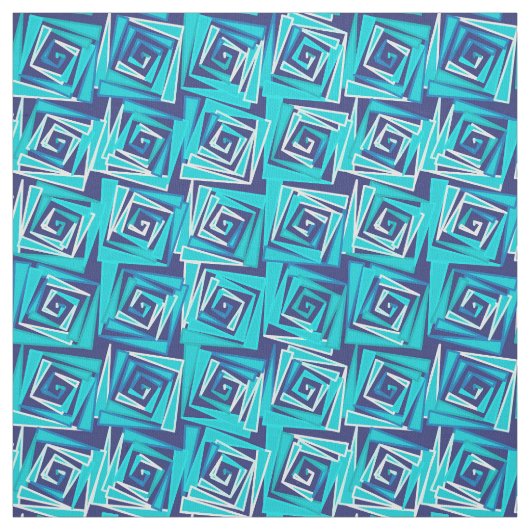 Mid-Century Modern Square Spirals, Navy en Aqua Stof (Swatch)
