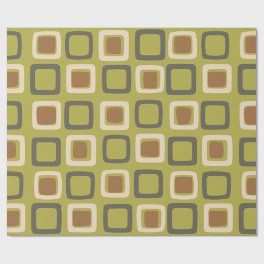 Mid Century Modern Squares Chartreuse Cadeaupapier (Vlak)