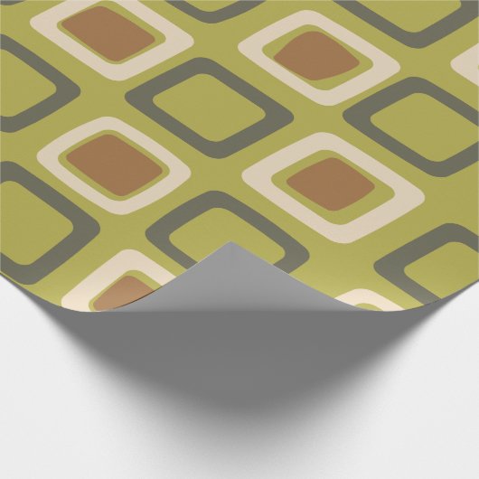 Mid Century Modern Squares Chartreuse Cadeaupapier (Hoek)