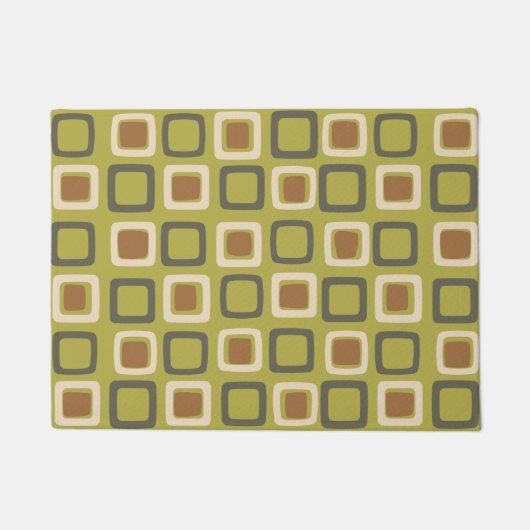 Mid Century Modern Squares Chartreuse Deurmat (Voorkant)