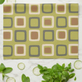 Mid Century Modern Squares Chartreuse Theedoek (Gevouwen)