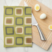 Mid Century Modern Squares Chartreuse Theedoek (Quarter Fold)