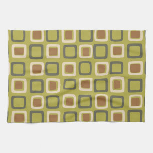 Mid Century Modern Squares Chartreuse Theedoek