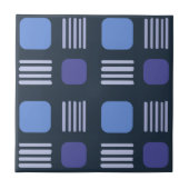 Mid-Century Modern Squares Lines Dark Blue Tegeltje (Voorkant)