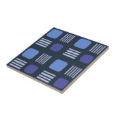 Mid-Century Modern Squares Lines Dark Blue Tegeltje (Zijkant)