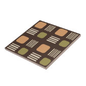 Mid-Century Modern Squares Lines Dark Brown Tegeltje (Zijkant)