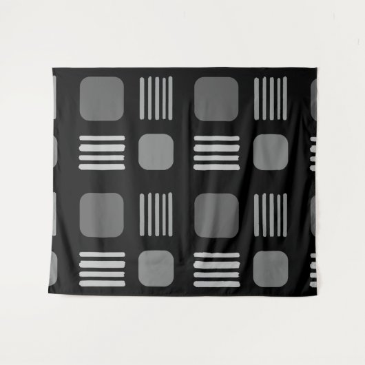 Mid-Century Modern Squares Lines Dark Gray Wandkleed (Voorkant (horizontaal))