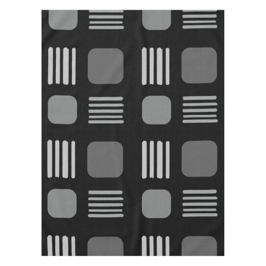 Mid-Century Modern Squares Lines Dark Grey Tafelkleed (Voorkant)