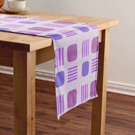 Mid-Century Modern Squares Lines Light Paars Korte Tafelloper (Voorbeeld)