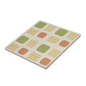 Mid-Century Modern Squares Lines Oranje Green Tegeltje (Zijkant)