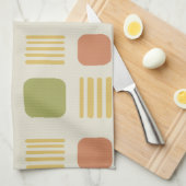 Mid-Century Modern Squares Lines Oranje Green Theedoek (Quarter Fold)