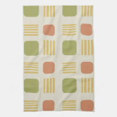 Mid-Century Modern Squares Lines Oranje Green Theedoek (Verticaal)