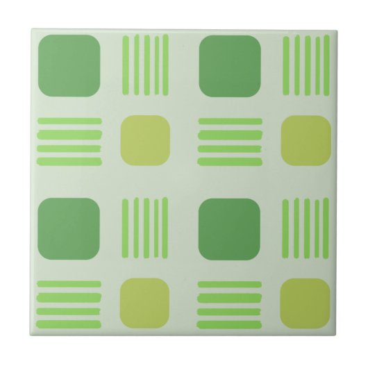 Mid-Century Modern Squares Lines Yellow Green Tegeltje (Voorkant)
