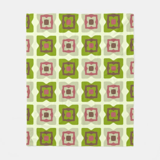Mid Century Modern Squares Patroon Green Fleece Deken (Voorkant)