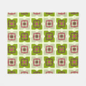 Mid Century Modern Squares Patroon Green Fleece Deken (Voorkant (Horizontaal))