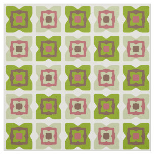 Mid Century Modern Squares Patroon Green Stof