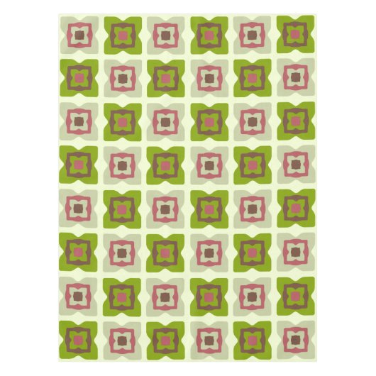 Mid Century Modern Squares Patroon Green Tafelkleed (Voorkant)