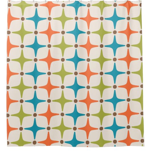Mid Century Modern Star Pattern Douchegordijn (Voorkant)