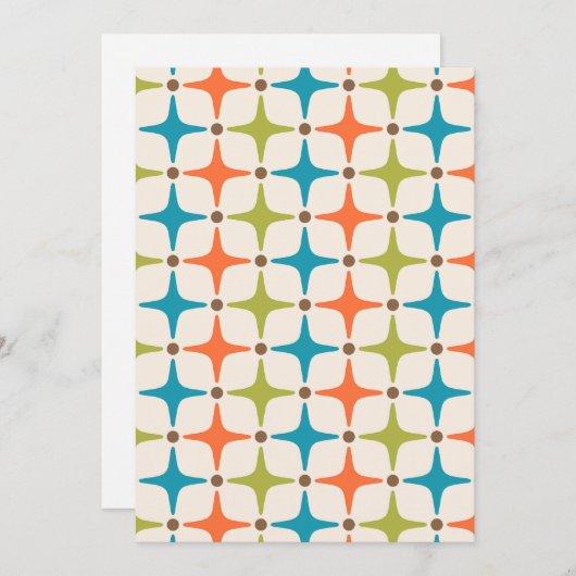 Mid Century Modern Star Pattern Feestdagenkaart (Voorkant / Achterkant)