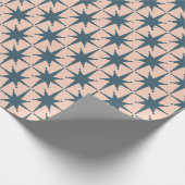 Mid Century Modern Star Pattern Steel Blue Blush Cadeaupapier (Hoek)