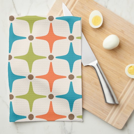 Mid Century Modern Star Pattern Theedoek (Quarter Fold)