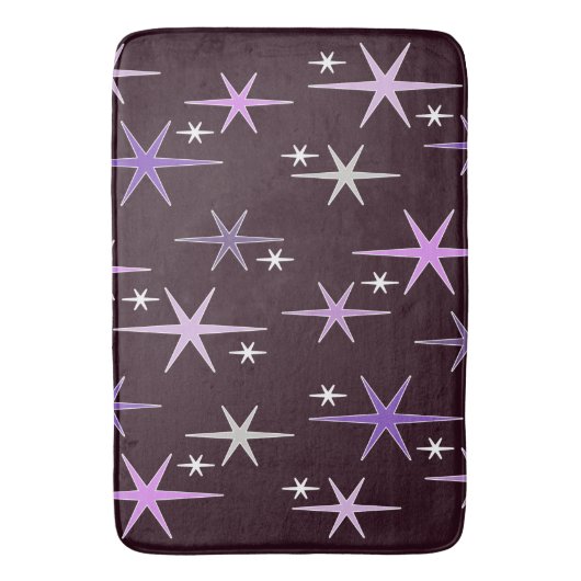 Mid Century Modern Star Sky Paars Badmat (Voorkant Verticaal)