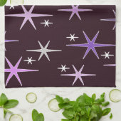 Mid Century Modern Star Sky Paars Theedoek (Gevouwen)