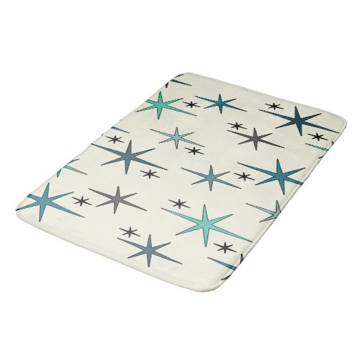 Mid Century Modern Star Sky Turquoise Badmat (Gekanteld)