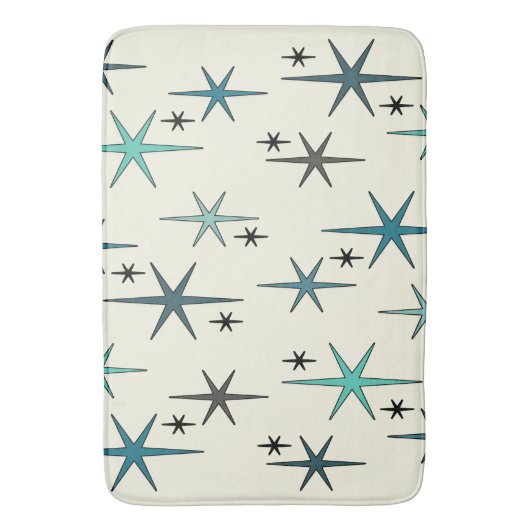 Mid Century Modern Star Sky Turquoise Badmat (Voorkant Verticaal)
