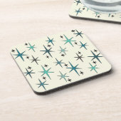 Mid Century Modern Star Sky Turquoise Bier Onderzetter (Linkerzijde)