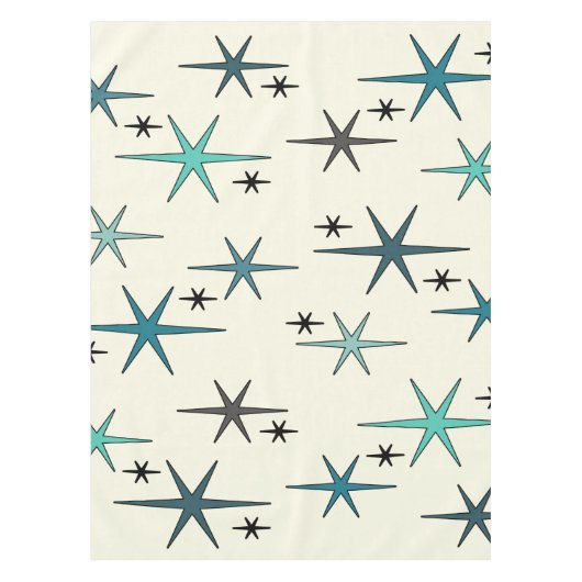 Mid Century Modern Star Sky Turquoise Tafelkleed (Voorkant)