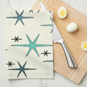 Mid Century Modern Star Sky Turquoise Theedoek (Quarter Fold)