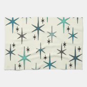 Mid Century Modern Star Sky Turquoise Theedoek (Horizontaal)