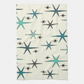 Mid Century Modern Star Sky Turquoise Theedoek (Verticaal)
