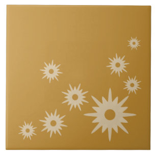 Mid-Century Modern Starburst Ochre Gold Tegeltje