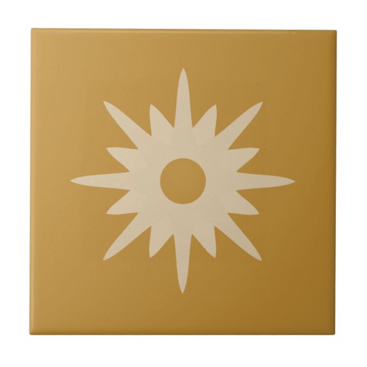 Mid-Century Modern Starburst | Ochre Gold Tegeltje (Voorkant)