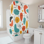 Mid Century Modern Starburst Pattern Douchegordijn (In situ)