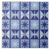 Mid Century Modern Starburst Pattern in Blues Tegeltje (Voorkant)