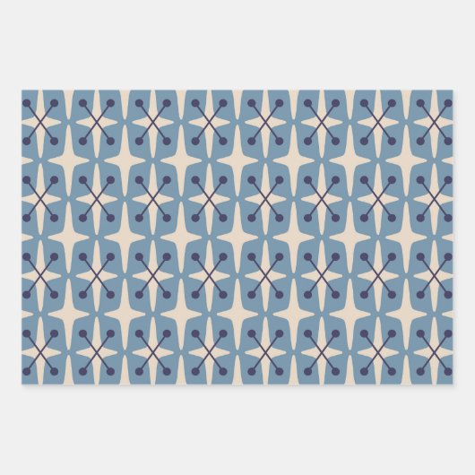 Mid Century Modern Starburst Pattern Inpakpapier Vel (Voorkant 3)