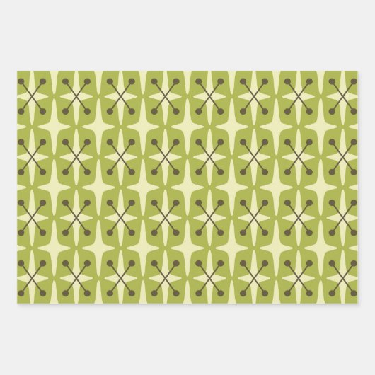 Mid Century Modern Starburst Pattern Inpakpapier Vel (Voorkant)