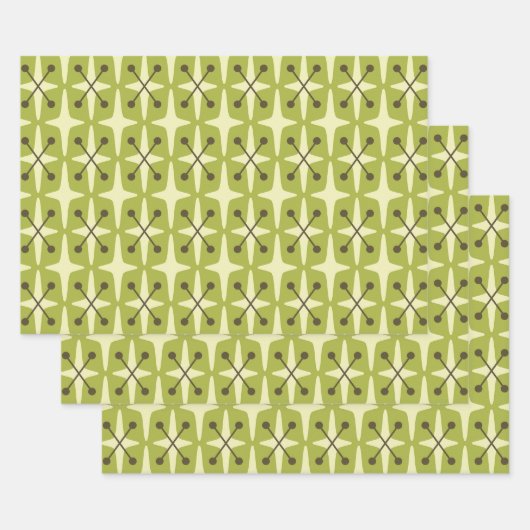 Mid Century Modern Starburst Pattern Inpakpapier Vel (Set)