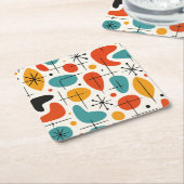 Mid Century Modern Starburst Pattern Kartonnen Onderzetters (Schuin)