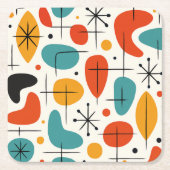Mid Century Modern Starburst Pattern Kartonnen Onderzetters (Voorkant)
