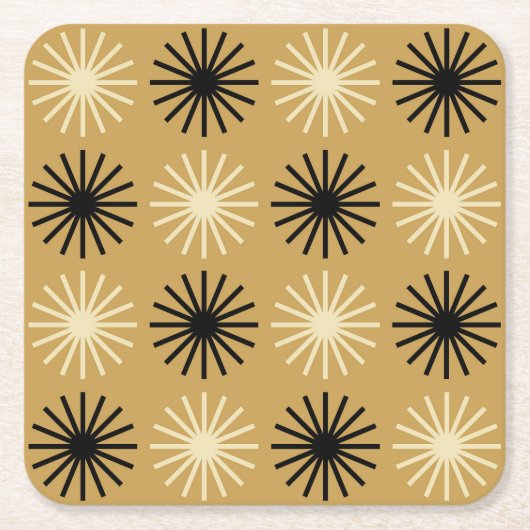 Mid Century Modern Starburst Pattern Kartonnen Onderzetters (Voorkant)