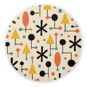 Mid Century Modern Starburst Pattern Keramische Knop (Voorkant)